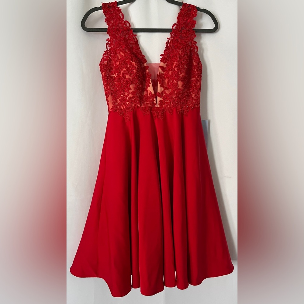 NWT Ed Young Red Lace Prom Dress Size Small
